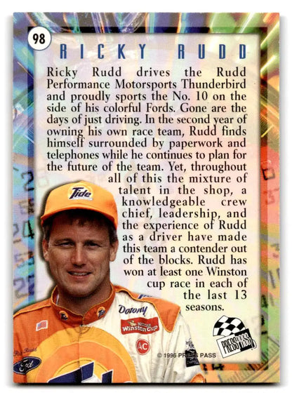 1996 Press Pass #98 Ricky Rudd - Trading Card
