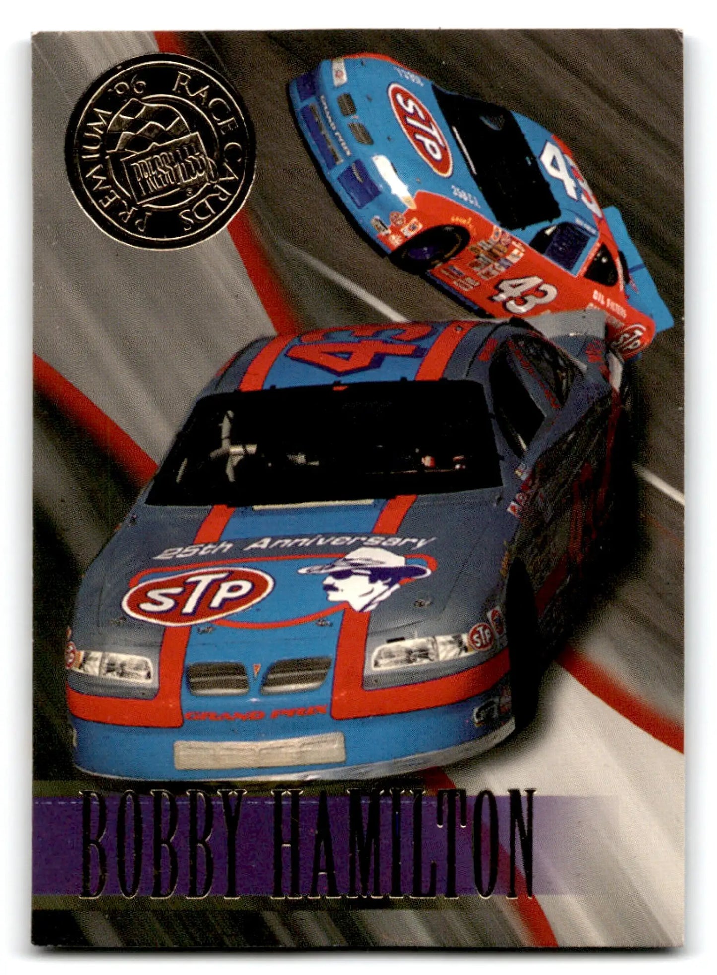Press Pass Racing Premium Bobby Hamilton 1996 trading card for racing collectors