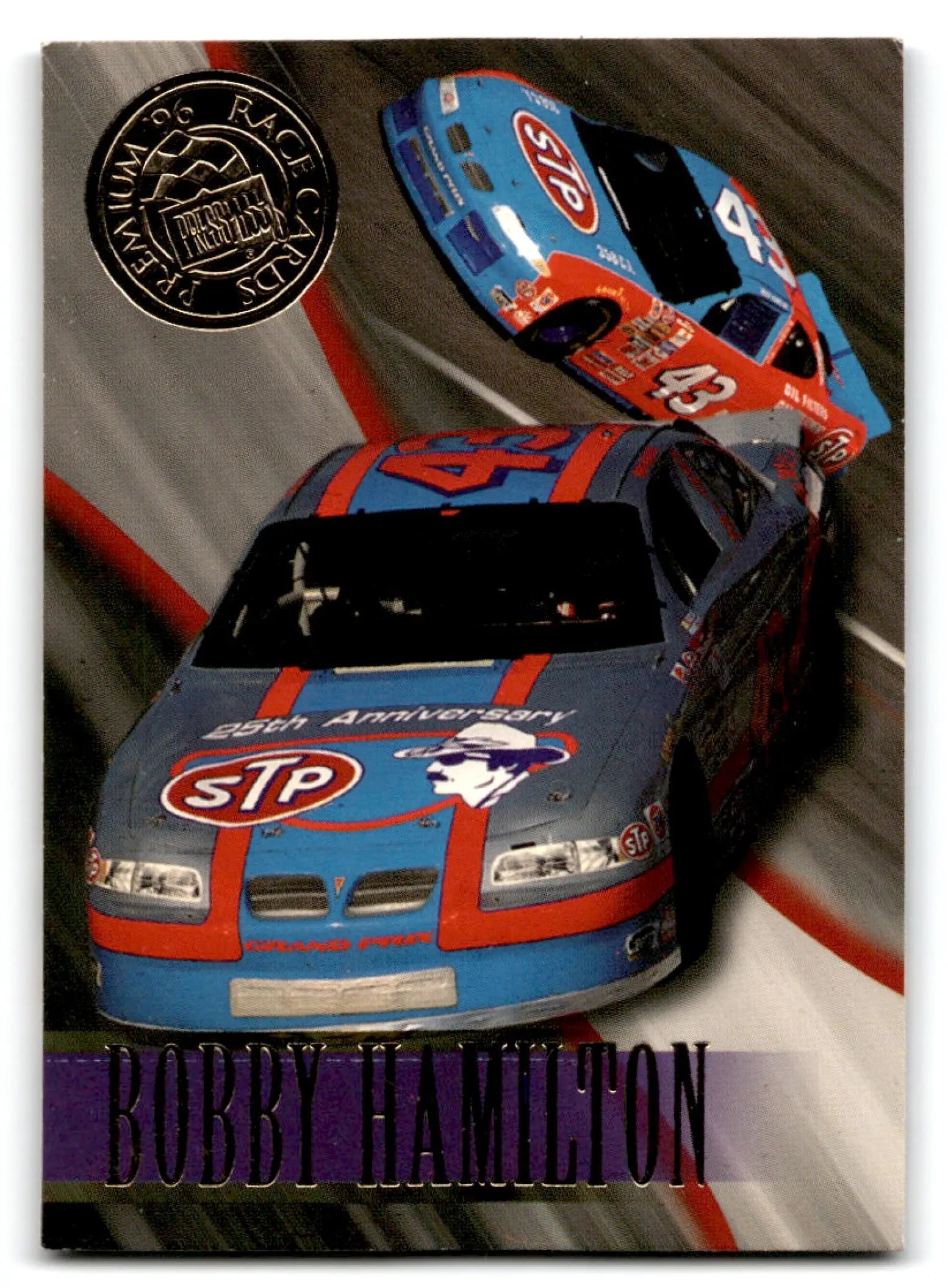 Press Pass Racing Premium Bobby Hamilton 1996 trading card for racing collectors