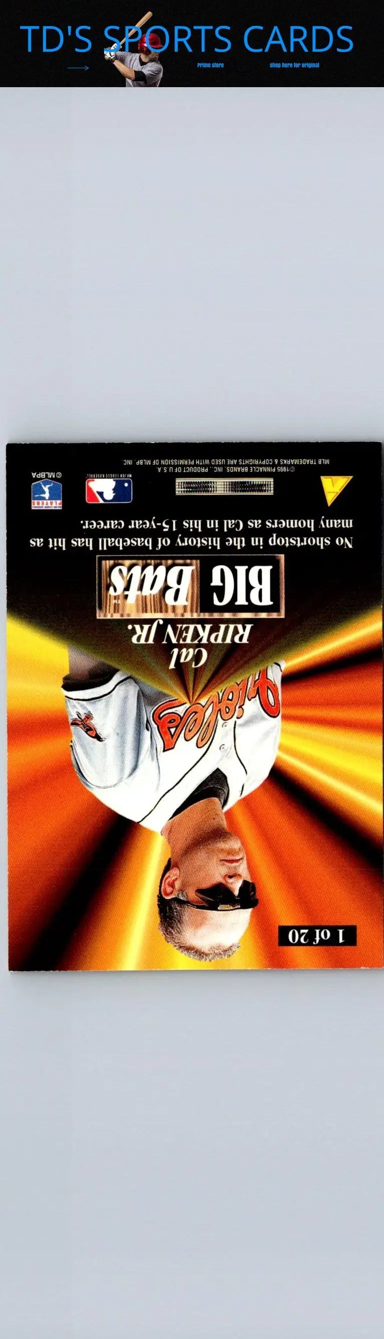 Baseball trading card featuring Cal Ripken Jr. from the Big Bats series 1996 Score #1