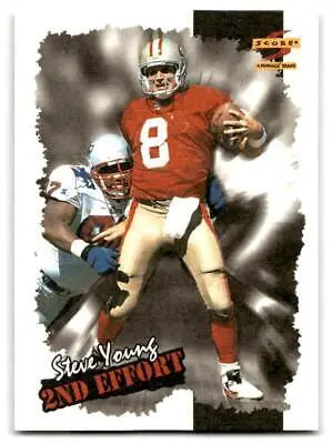 Steve Young football card from 1996 Score #252 featuring Young Field Force design