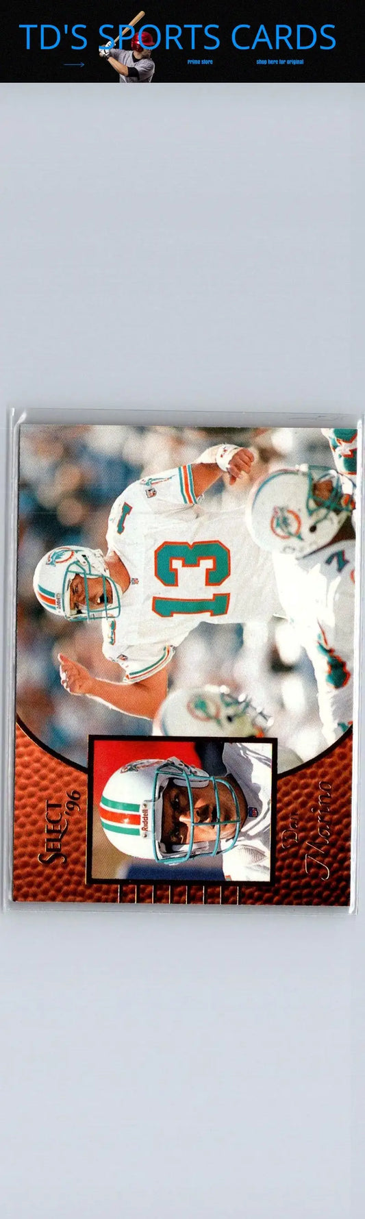 Miami Dolphins football card featuring Dan Marino from 1996 Select #8
