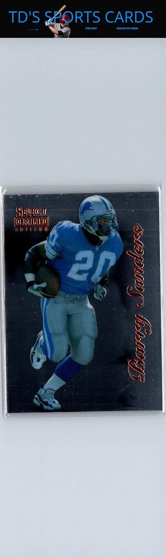 Collectible Barry Sanders football trading card from 1996 Select Certified series