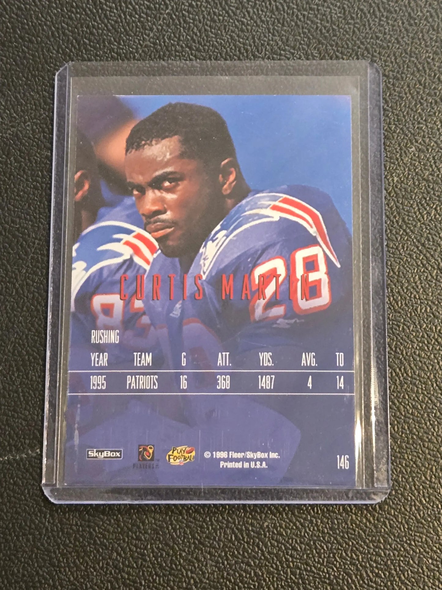 Curtis Martin football trading card from SkyBox Impact Rookies 1996 Patriots