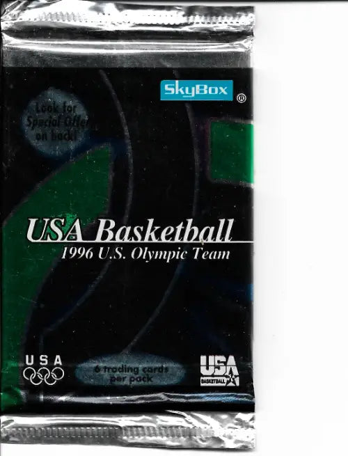 Sealed 1996 Skybox USA Olympic Basketball Team Pack featuring classic trading cards