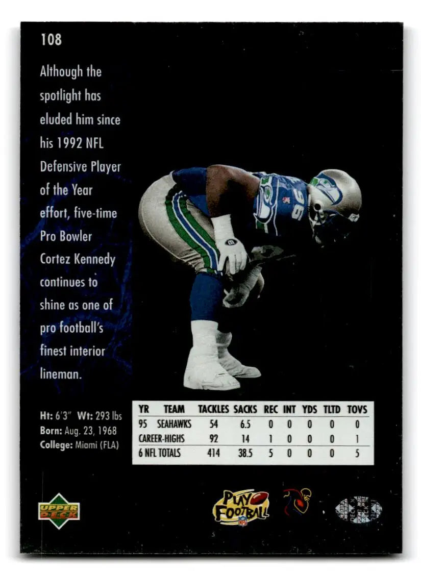 1996 SP #108 Cortez Kennedy - Trading Card