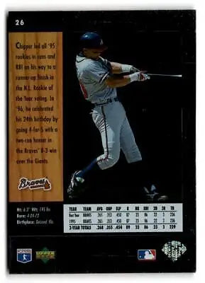 1996 SP #26 Chipper Jones Baseball Card showcasing a key trading card collectible