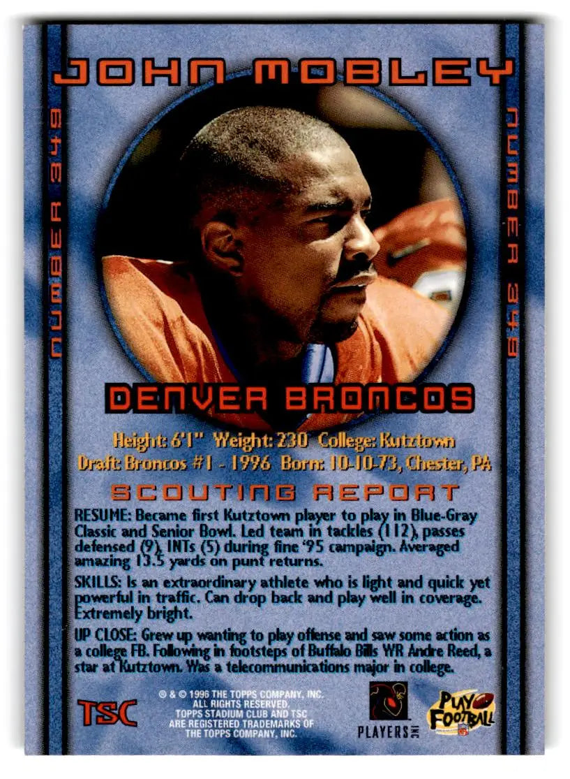 1996 Stadium Club #349 John Mobley - Trading Card