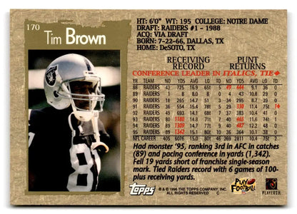 1996 Topps #170 Tim Brown - Trading Card