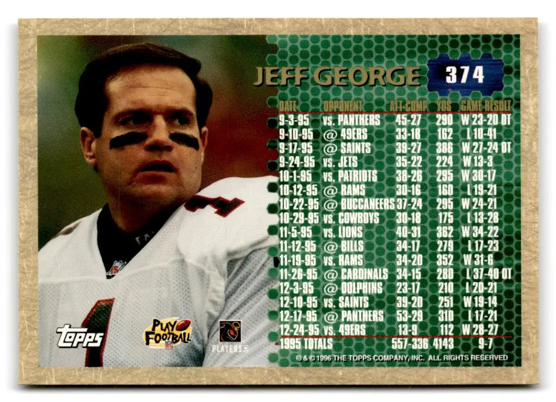 1996 Topps #374 Jeff George - Collectible Trading Card