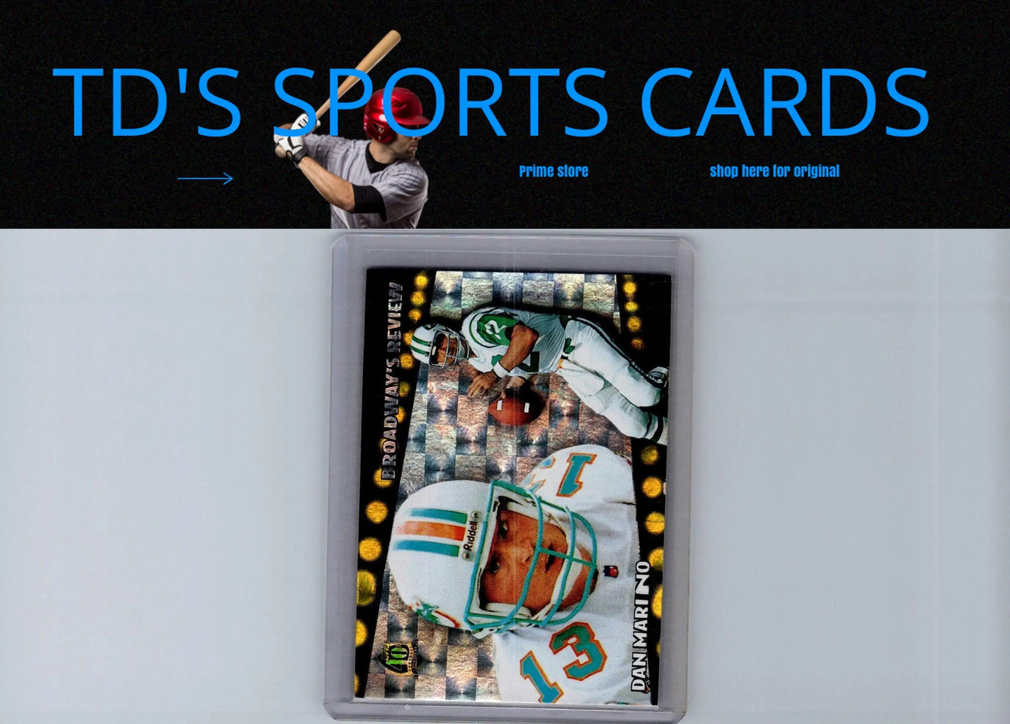 Framed Dan Marino football trading card 1996 Topps BR10 Dan Marino Broadway’s Review