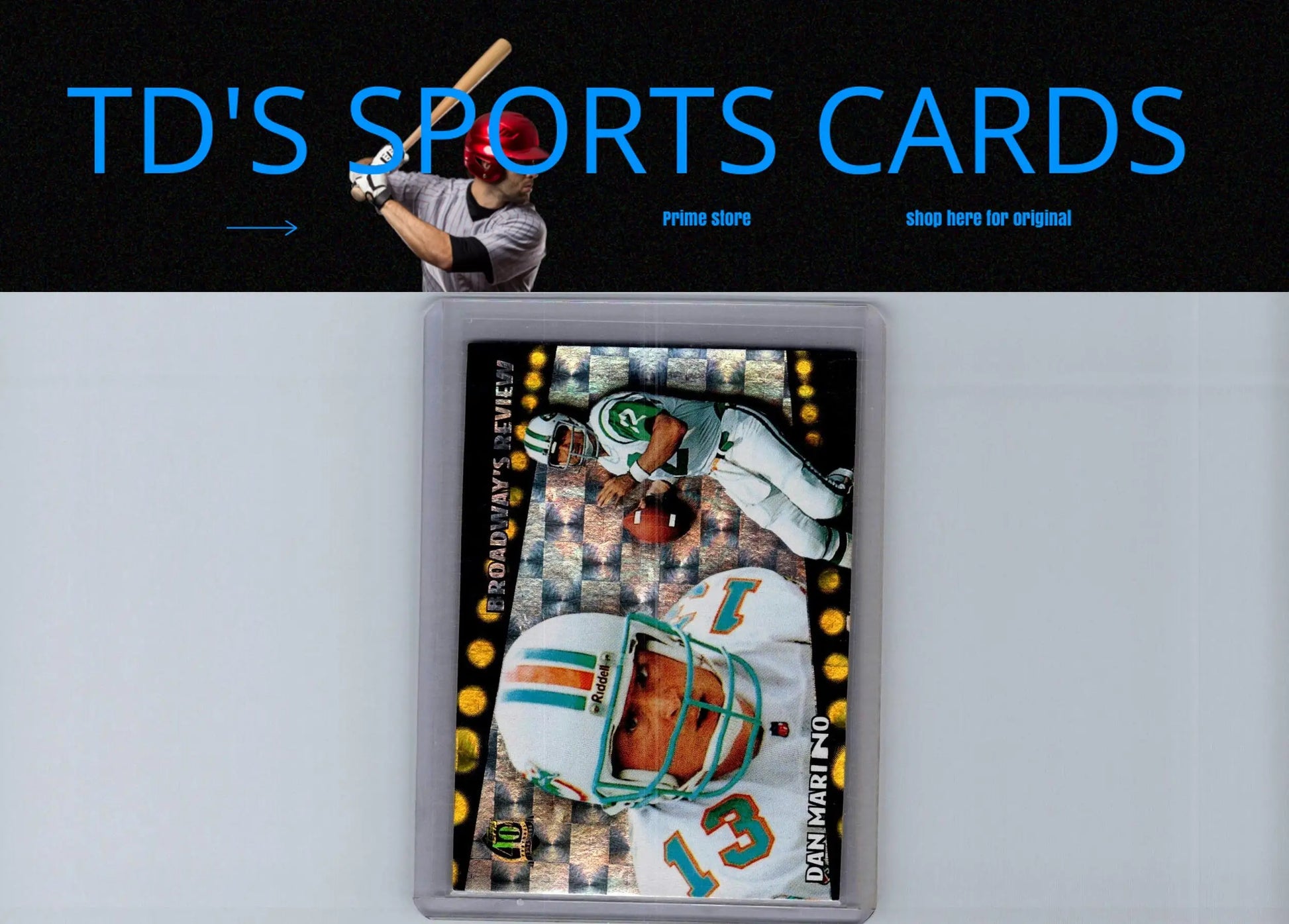 Framed Dan Marino football trading card 1996 Topps BR10 Dan Marino Broadway’s Review