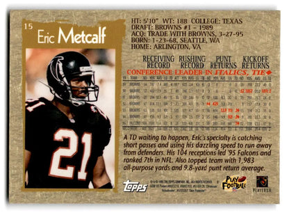 1996 Topps Chrome #15 Eric Metcalf - Trading Card