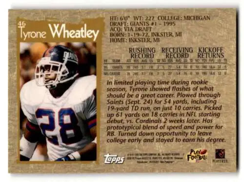 1996 Topps Chrome #46 Tyrone Wheatley original gloss New York Giants football card