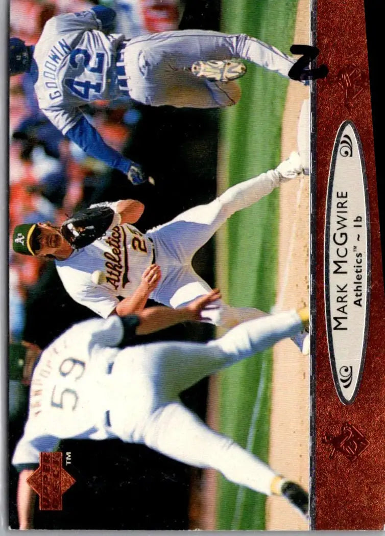 Vintage 1996 Upper Deck Mark McGwire baseball card featuring legendary slugger