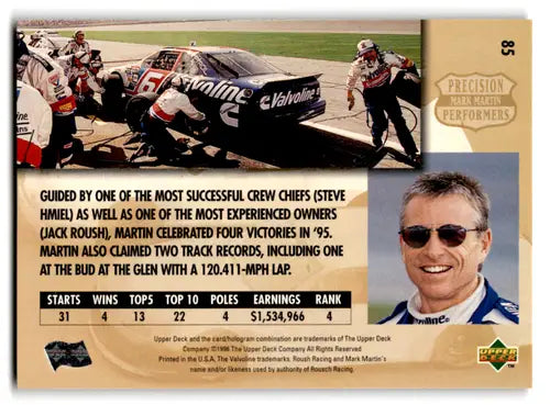 Original gloss 1996 Upper Deck Mark Martin trading card NM-MT PP ID 77643