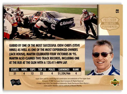 Original gloss 1996 Upper Deck Mark Martin trading card NM-MT PP ID 77643