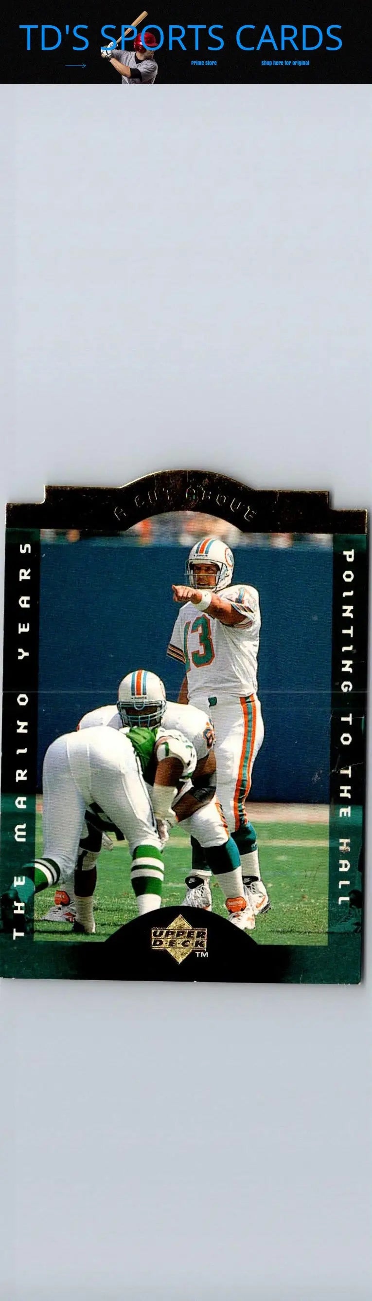 Vintage Upper Deck Authenticated Dan Marino football trading card from 1996 Upper Deck Authenticated Dan Marino A Cut Above series