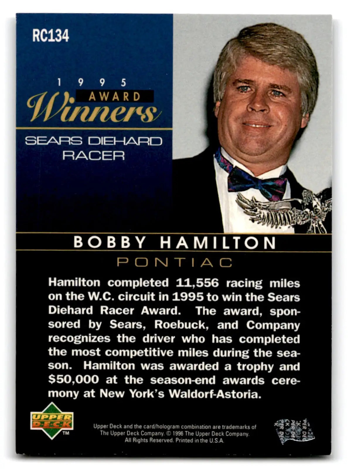 1996 Upper Deck Racing Road to the Cup Bobby Hamilton #RC134a - Trading Card