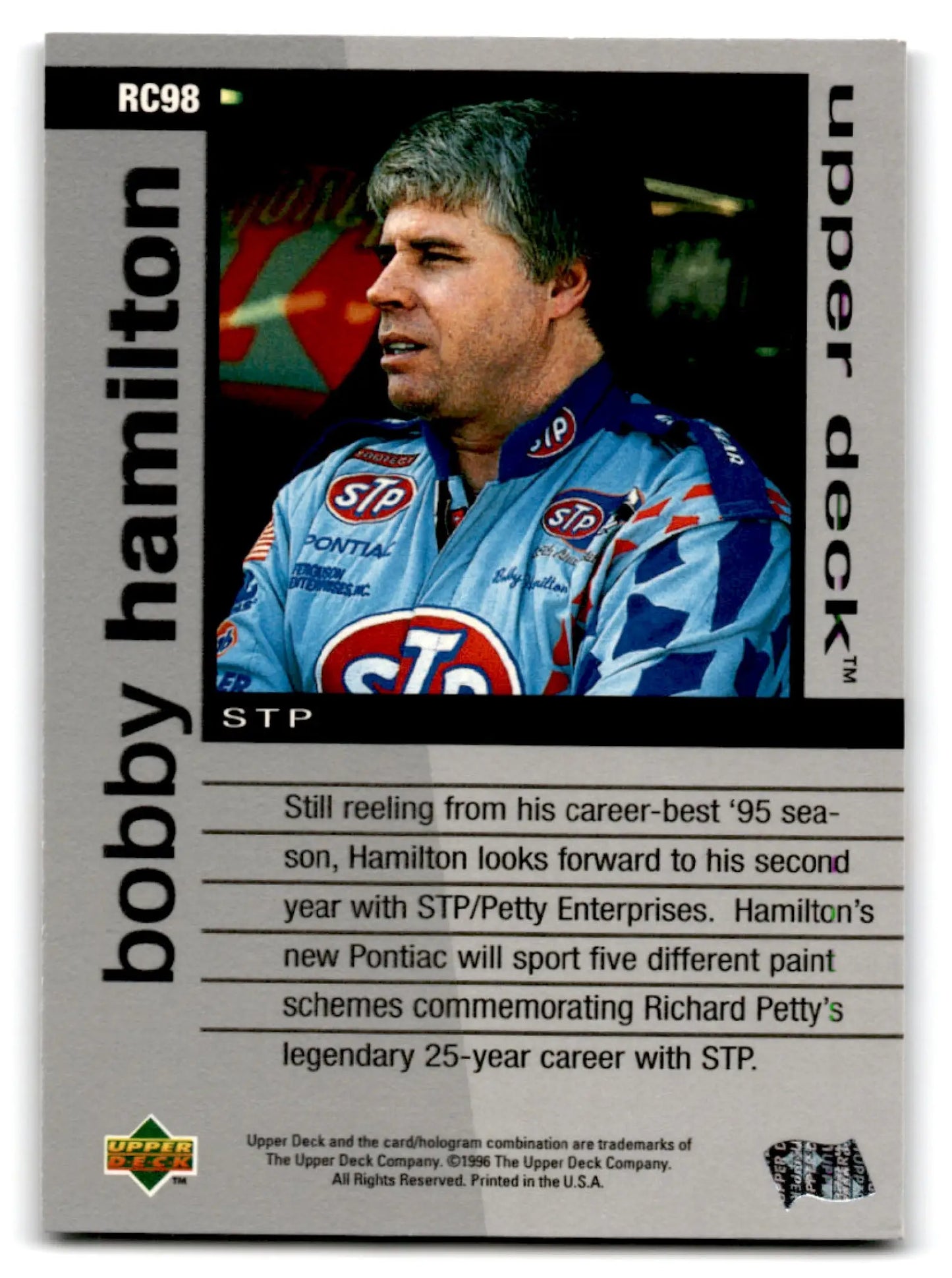 1996 Upper Deck Racing Road to the Cup Bobby Hamilton #RC98a - Unknown