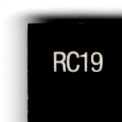 Black rectangular product with RC19 printed in white for 1996 Upper Deck Racing Road to the Cup Brett Bodine