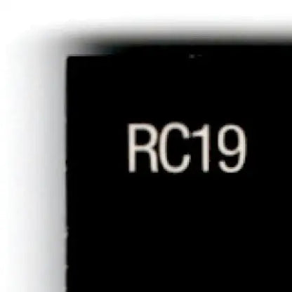 Black rectangular product with RC19 printed in white for 1996 Upper Deck Racing Road to the Cup Brett Bodine