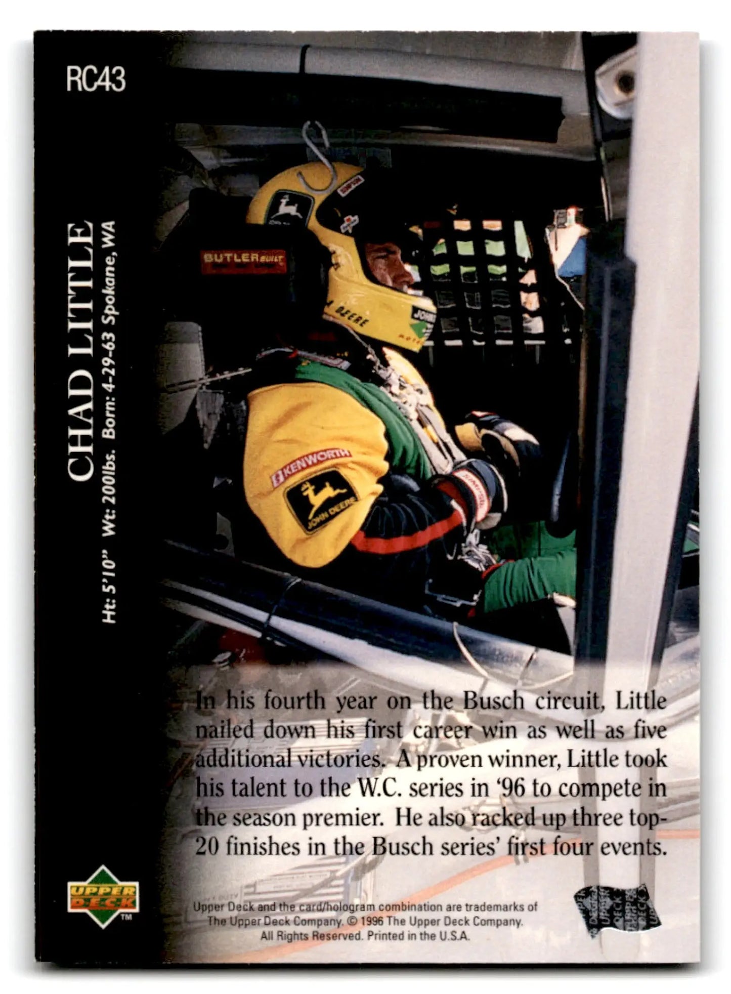 1996 Upper Deck Racing Road to the Cup Chad Little #RC43a - Trading Card