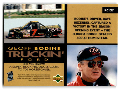 1996 Upper Deck Racing Road to the Cup Geoff Bodine #RC137 - Trading Card