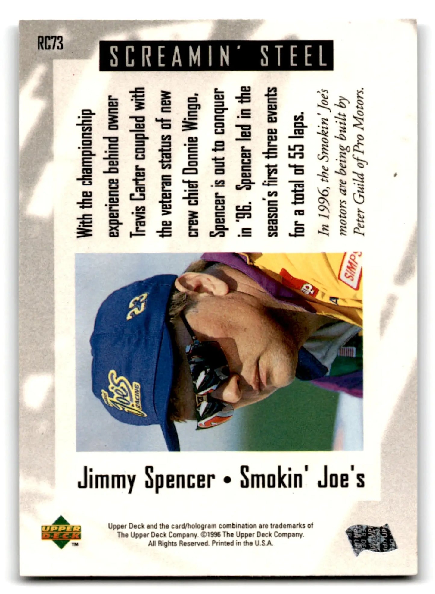 1996 Upper Deck Racing Road to the Cup Jimmy Spencer #RC73a - Unknown
