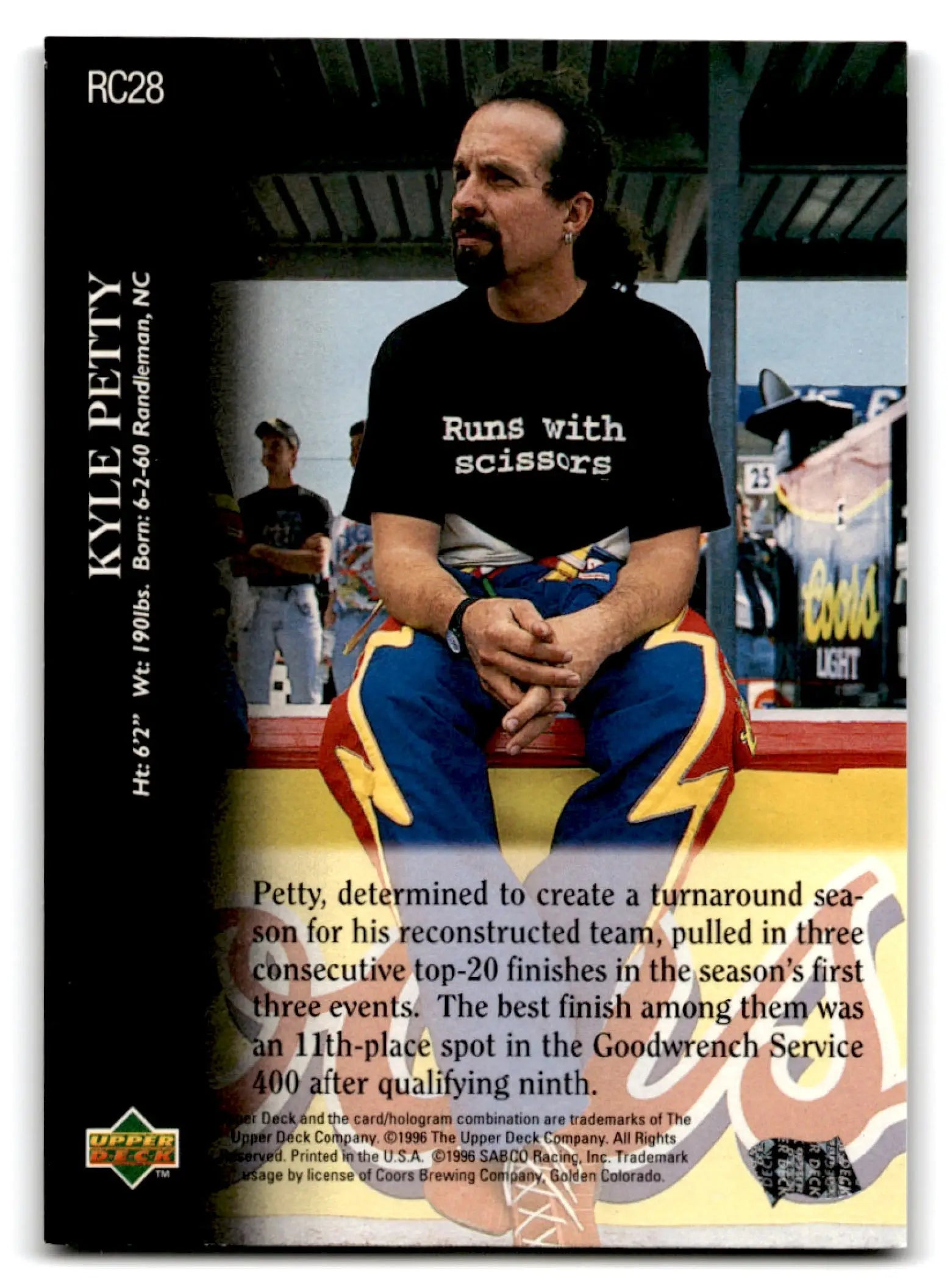 1996 Upper Deck Racing Road to the Cup Kyle Petty #28a - Trading Card