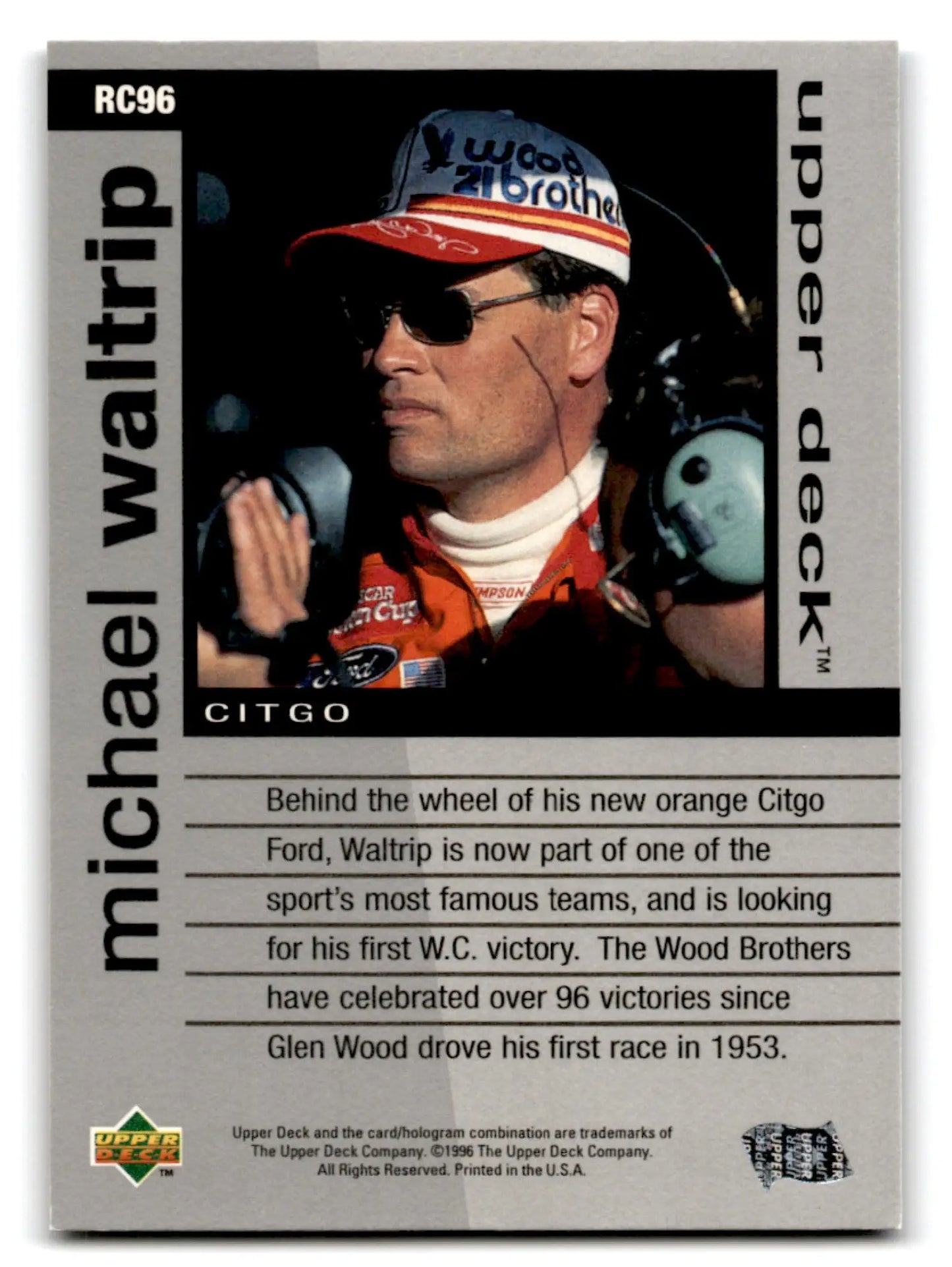 1996 Upper Deck Racing Road to the Cup Michael Waltrip #RC96a - Trading Card