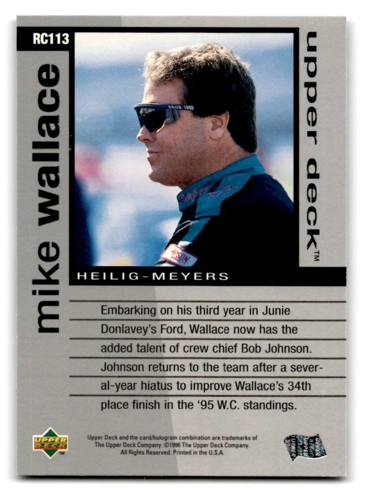 1996 Upper Deck Racing Road to the Cup Mike Wallace #RC113a - Trading Card