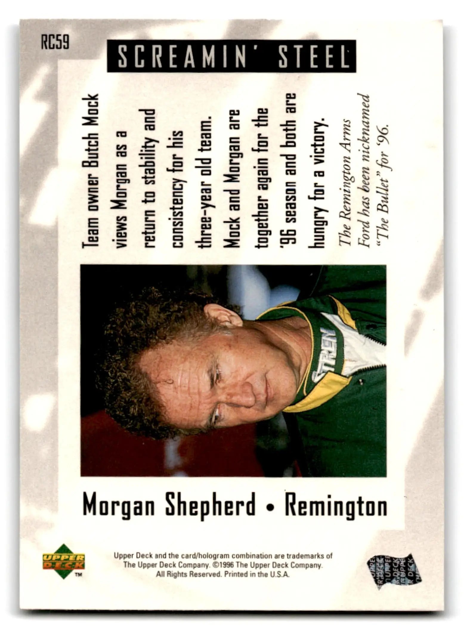 1996 Upper Deck Racing Road to the Cup Morgan Shepherd #RC59a - Trading Card