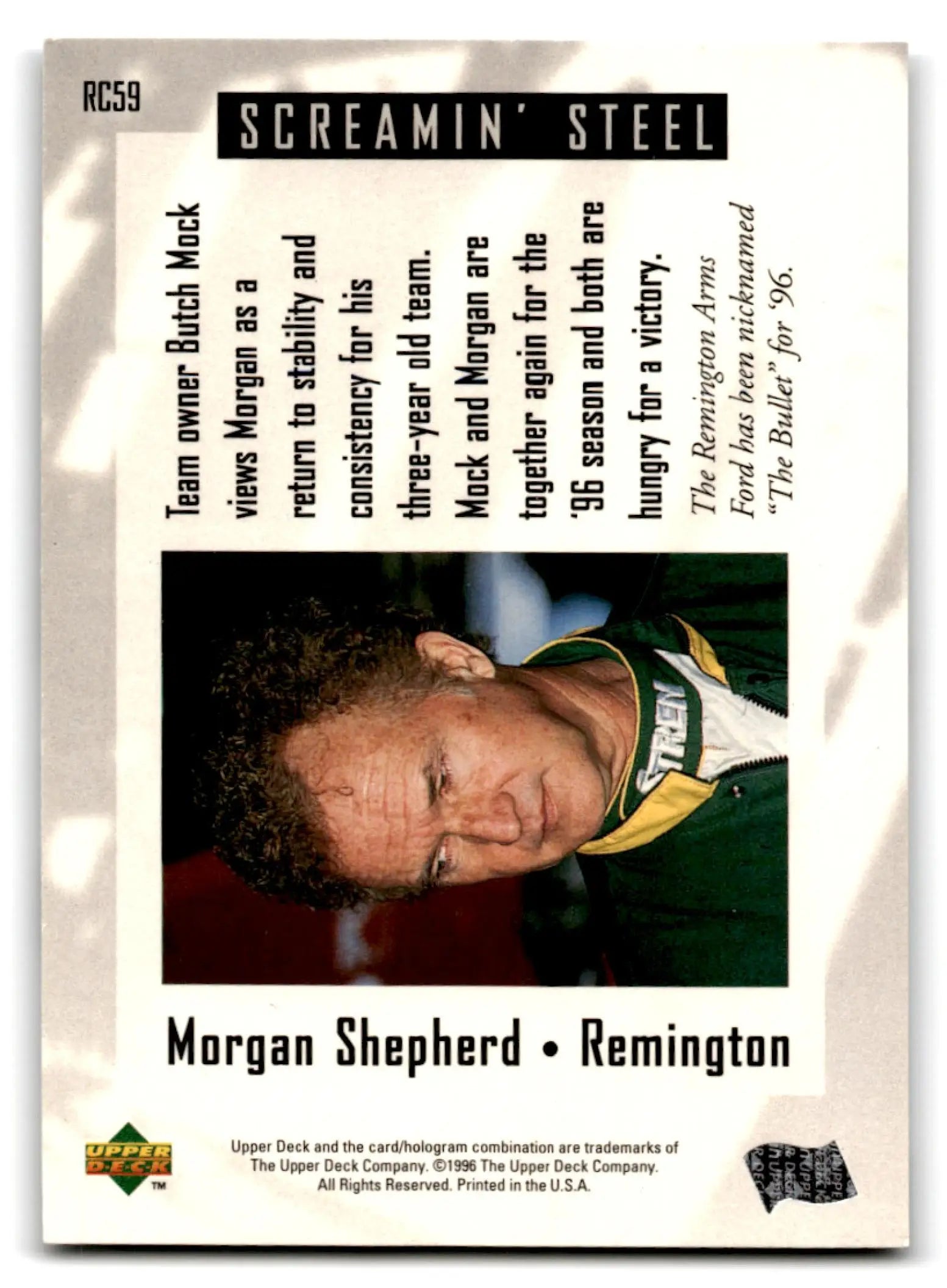 1996 Upper Deck Racing Road to the Cup Morgan Shepherd #RC59a - Trading Card