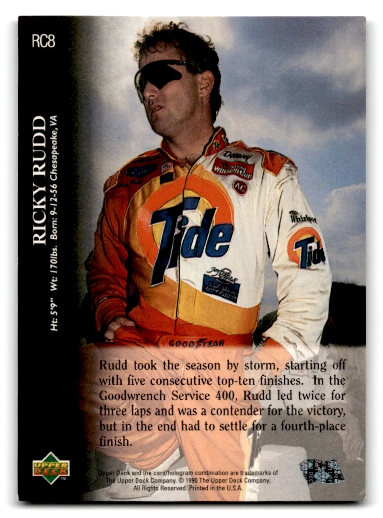 1996 Upper Deck Racing Road to the Cup Ricky Rudd #RC8a - Unknown