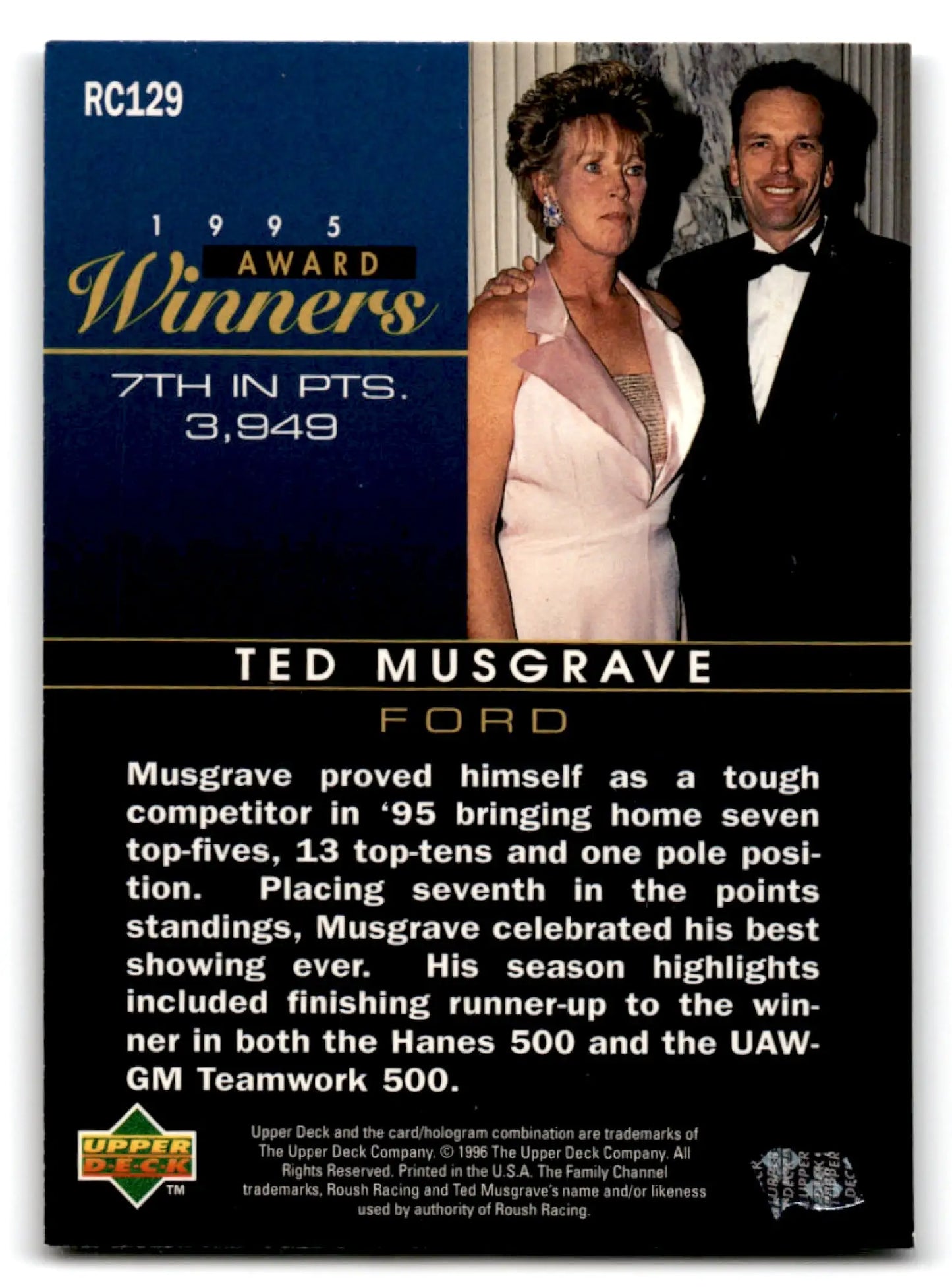 1996 Upper Deck Racing Road to the Cup Ted Musgrave #RC129a - Trading Card