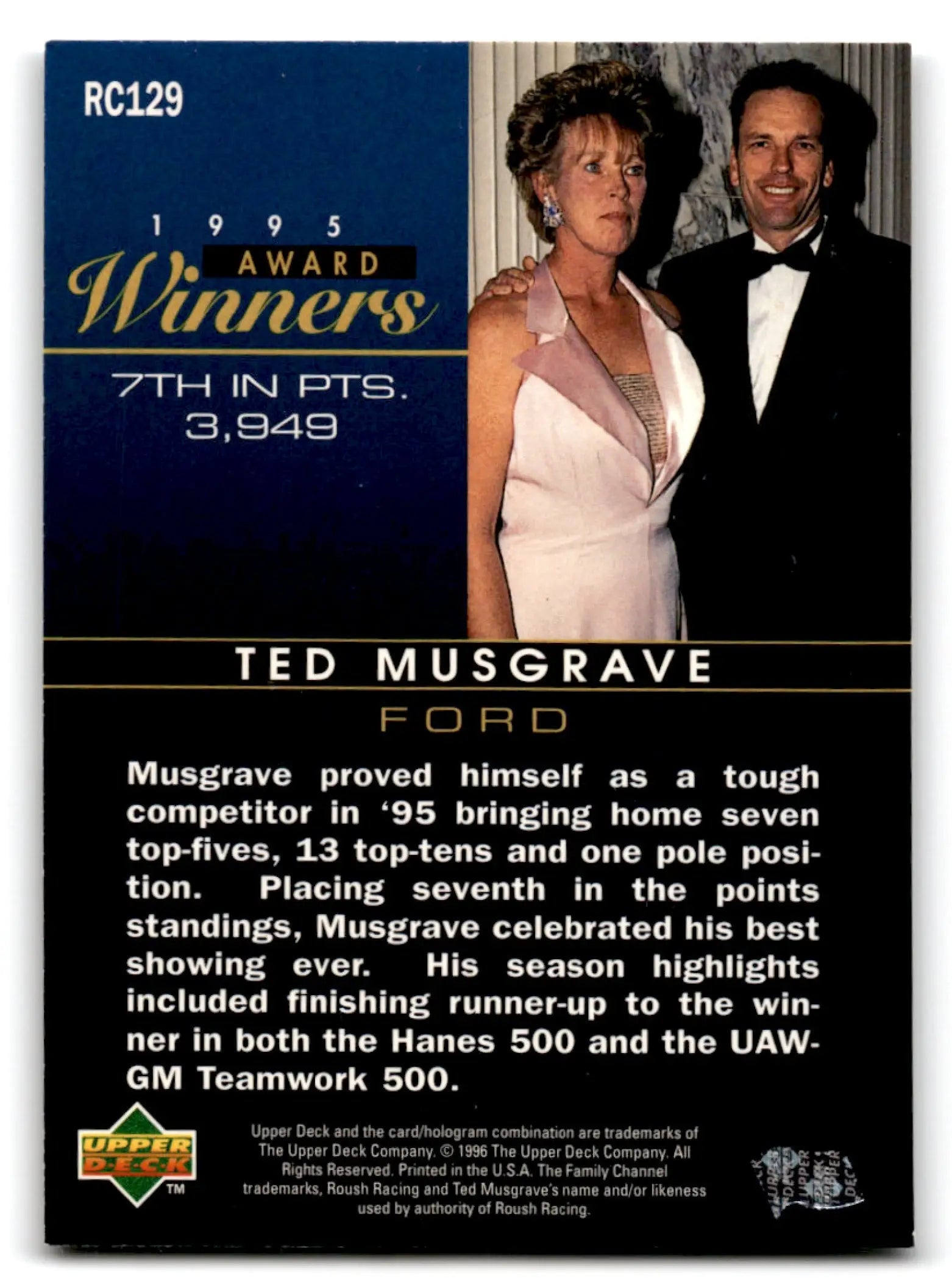 1996 Upper Deck Racing Road to the Cup Ted Musgrave #RC129a - Trading Card