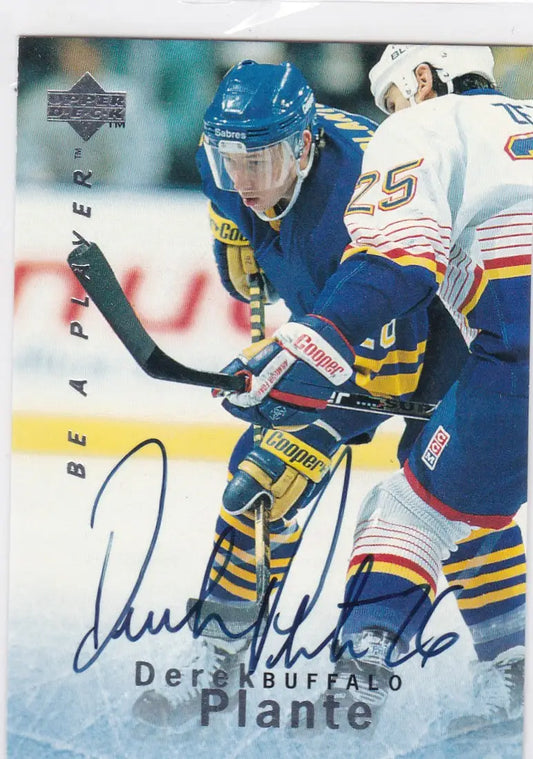 Autographed 1996 Upper Deck S16 Derek Plante hockey card featuring Derek Plante auto player Buffalo Sabres