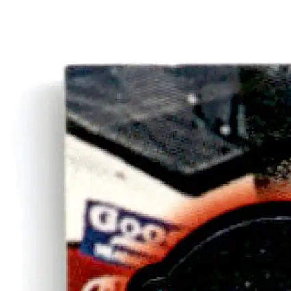 Corner of a black and white abstract painting with red and blue details for Wheels Racing Viper Ken Schrader #61
