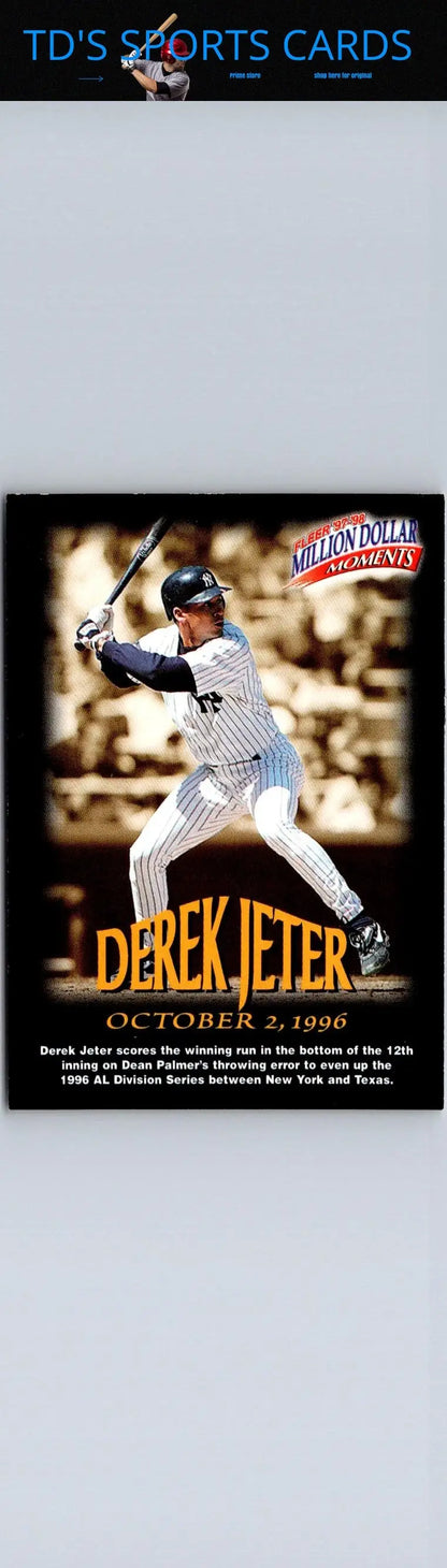 Derek Jeter 1997-98 Fleer Million Dollar Moments baseball card front view