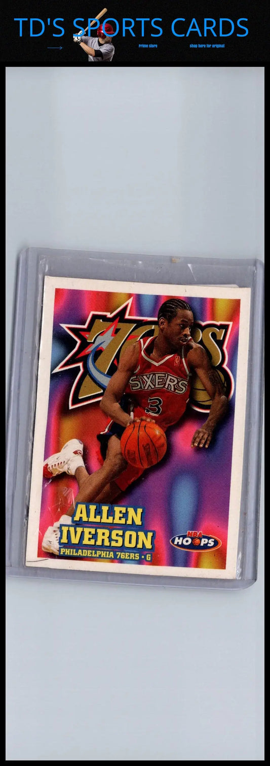 Allen Iverson basketball card from the 1997-98 Hoops trading cards collection