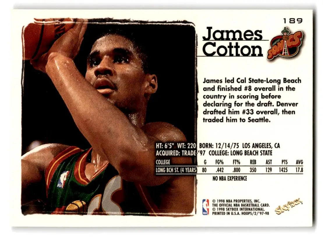 1997-98 Hoops #189 James Cotton - Trading Card