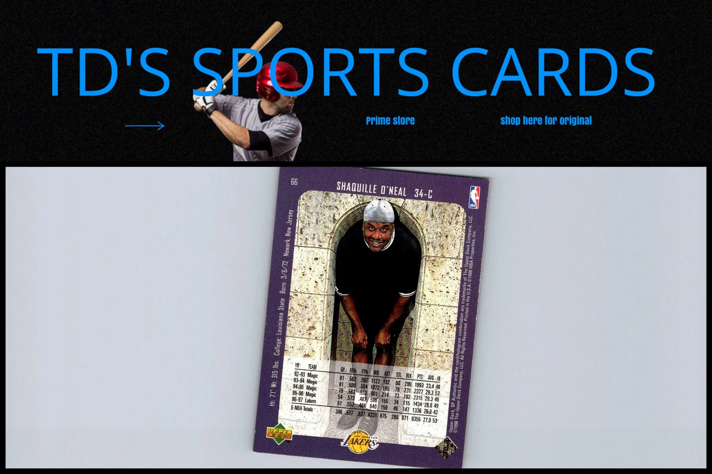 1997-98 SP Authentic #66 Shaquille O’Neal trading card for collectors and fans