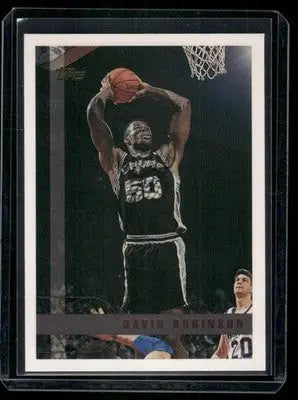 Basketball trading card of David Robinson in a black case from 1997-98 Topps David Robinson series
