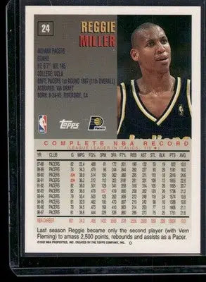 Vintage Topps Reggie Miller basketball trading card in protective sleeve 1997-98 Topps Reggie Miller #24