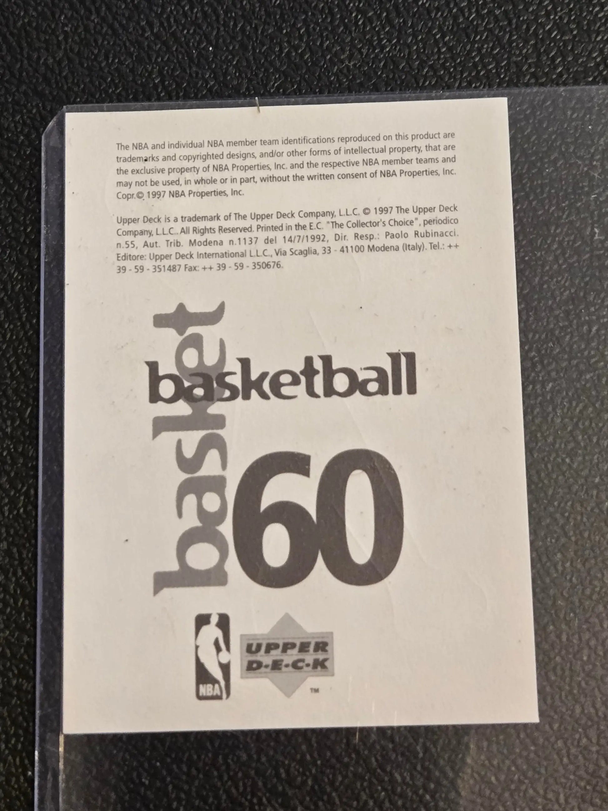 Basketball card featuring Kobe Bryant from 1997-98 Upper Deck NBA Stickers European set