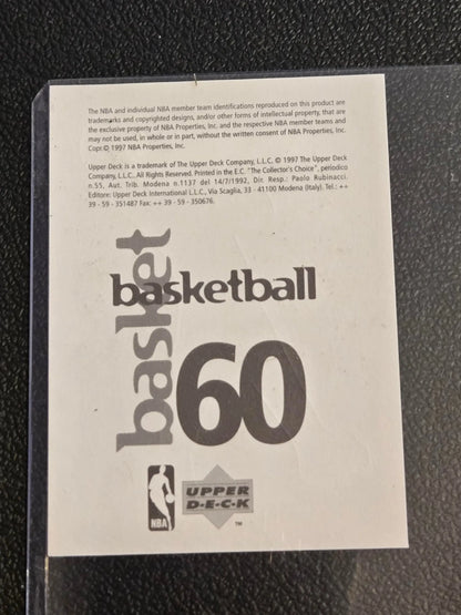 Basketball card featuring Kobe Bryant from 1997-98 Upper Deck NBA Stickers European set