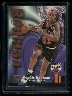 Dennis Rodman basketball trading card from the 1997-98 Z-Force series
