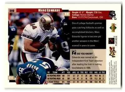 1997 Collector’s Choice #390 Marc Edwards football trading card collectible