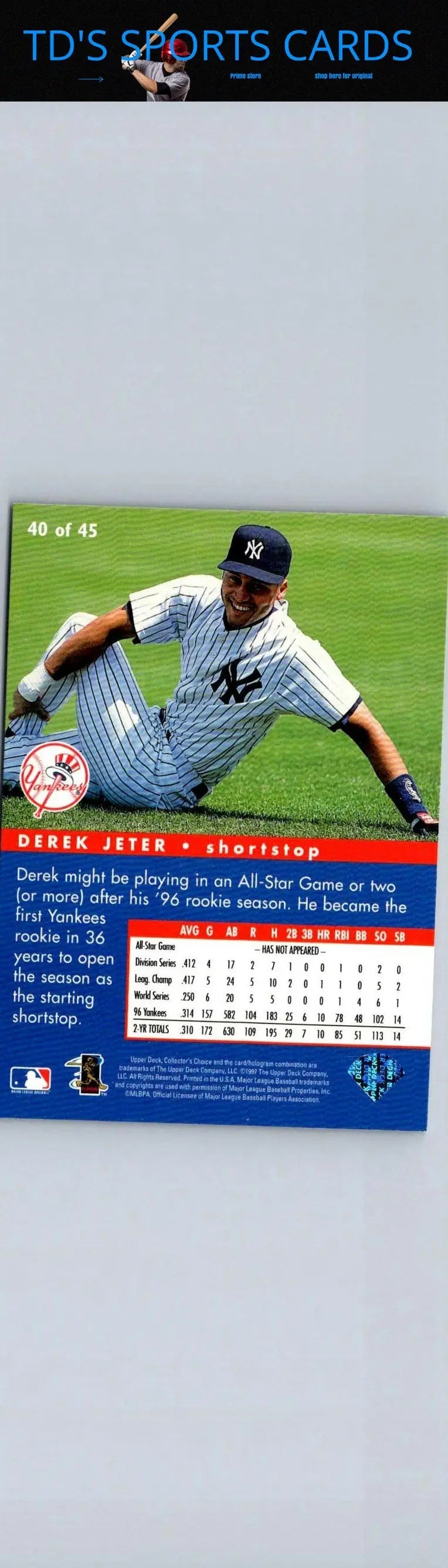 Derek Jeter baseball card 1997 Collector’s Choice All-Star Connection product